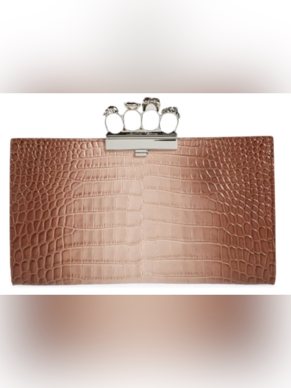 Alexander McQueen Croc Embossed 4 Ring Gradient Clutch